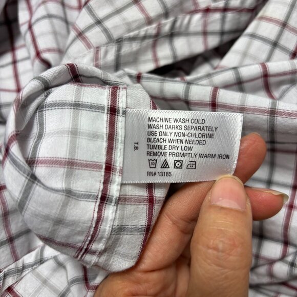 U.S. Polo Assn. Men’s Size 16 -16.5 34/35 Button Down Shirt White Burgundy Plaid - Picture 8 of 9